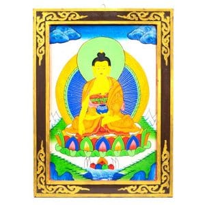 Shakyamuni Boeddha Houten Tangkha Paneel (44 x 33 cm)