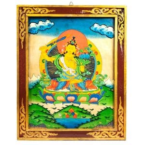 Boeddha Manjushri Houten Tangkha Paneel (44 x 33 cm)