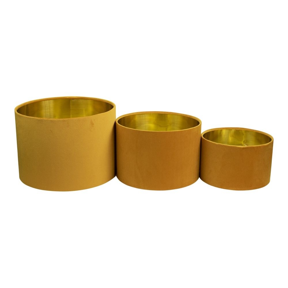 Fluwelen Lampenkappen Cilinder Goud- en Honingkleurig (Set van 3)
