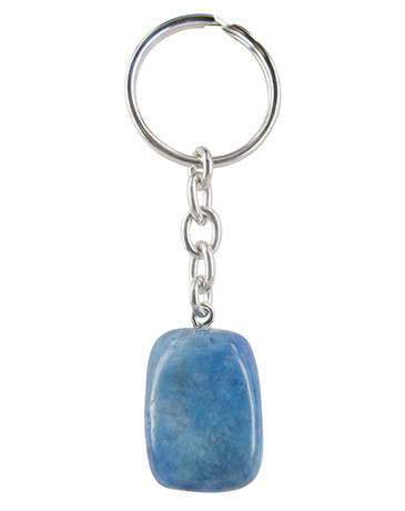 Edelsteen Sleutelhanger Blauwe Kwarts (Bijgekleurd)