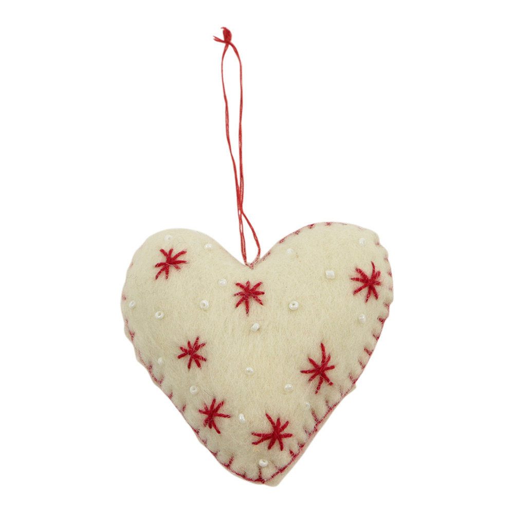 Decoratieve Vilten Hanger Crème-Rood (17 cm)