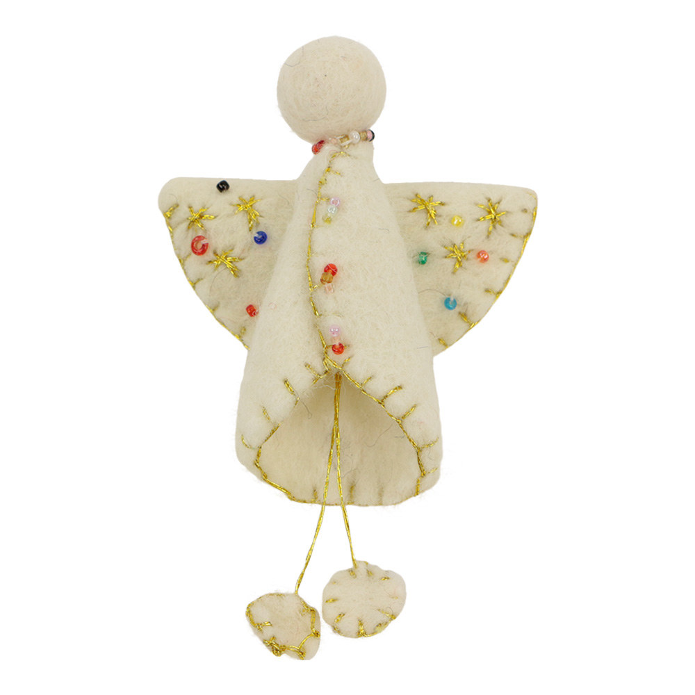 Vilten Broche Engel Wit-Goudkleurig