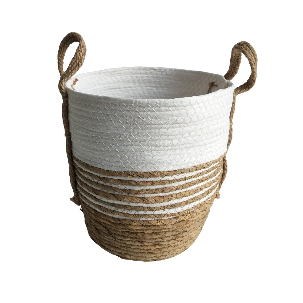Jute Mand Naturel Wit
