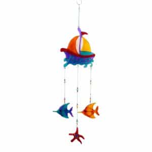 Hangende Decoratie Schip en Zeedieren Multicolor (56 x 15 x 1 cm)