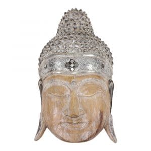 Houten Muurdecoratie Masker Boeddha Naturel (52 x 30 x 12 cm)