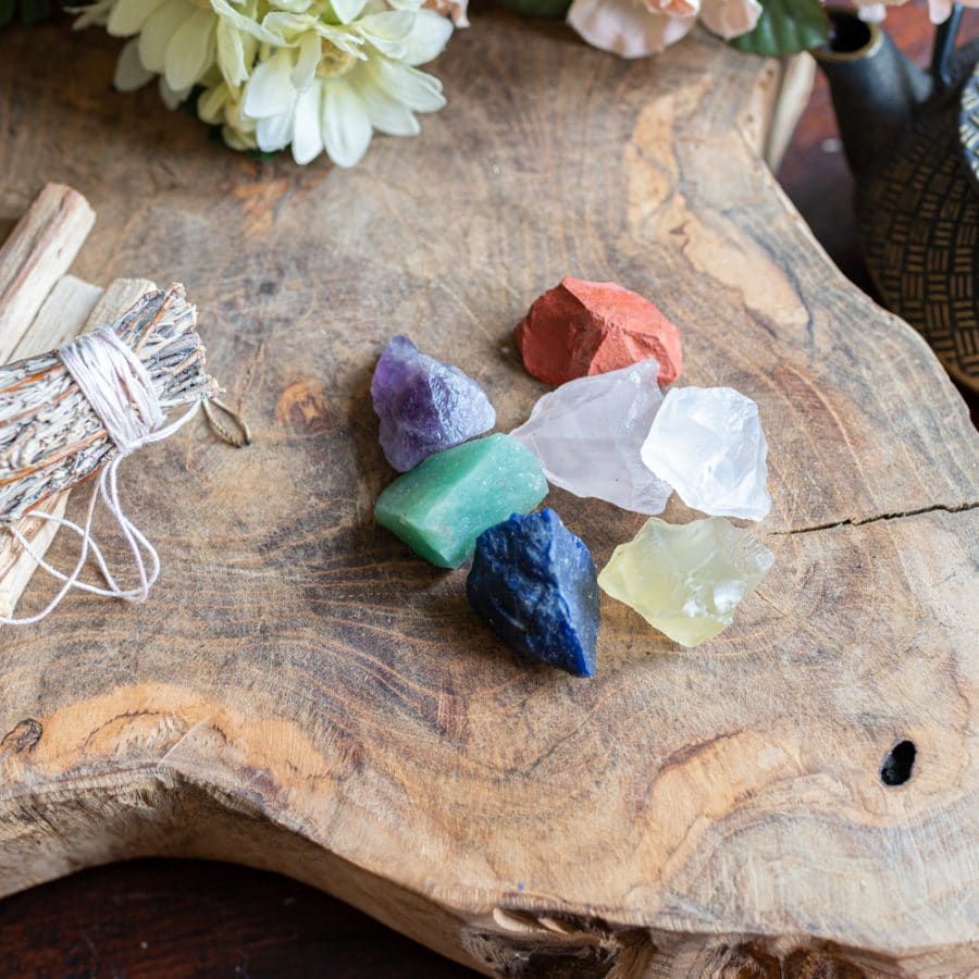 chakra ruwe edelstenen set
