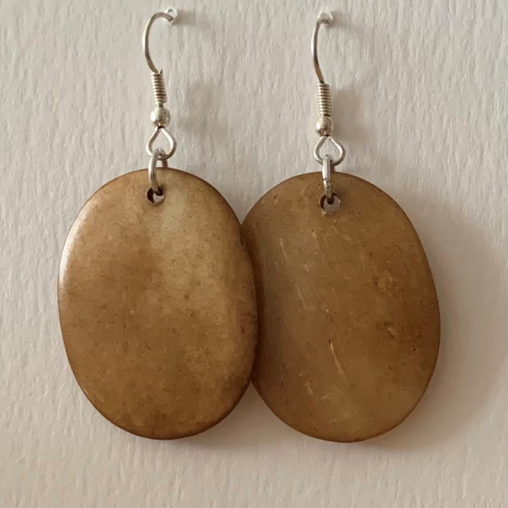 Oorhangers van Yakbeen Ovaal Lichtbruin (4,5 x 2,1 cm)