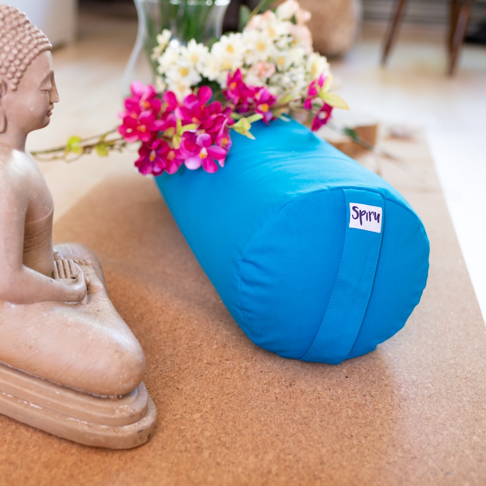 yoga bolster rond katoen turquoise