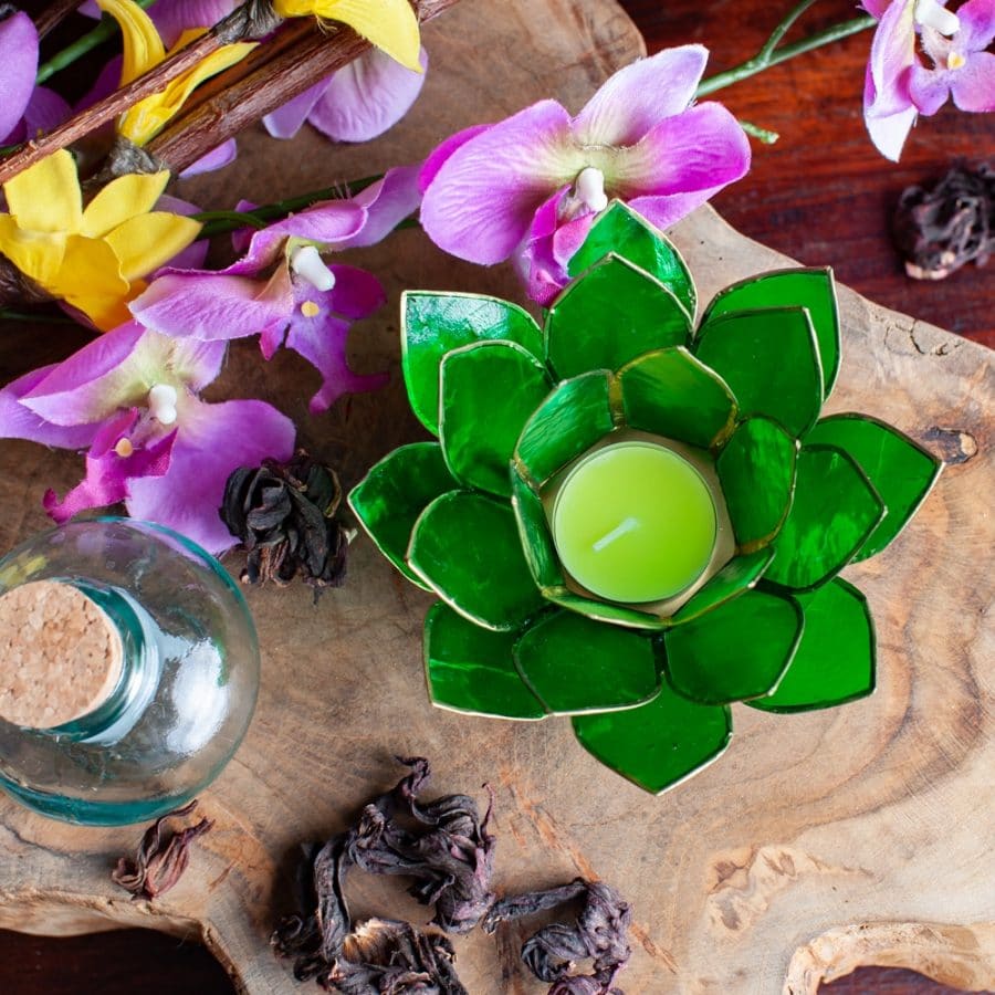 groene lotus waxinelichthouder spiru