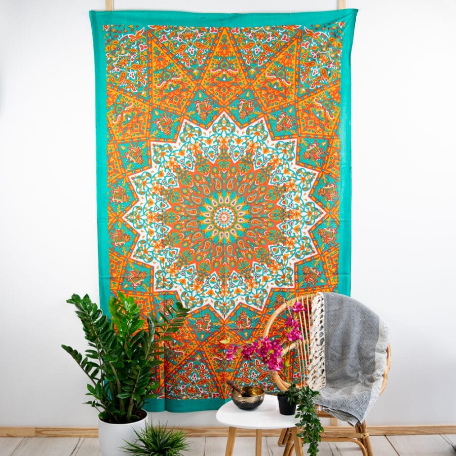 wandkleed mandala oranje groen