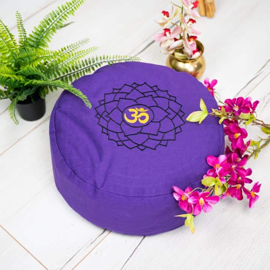 meditatiekussen katoen paars kruinchakra 