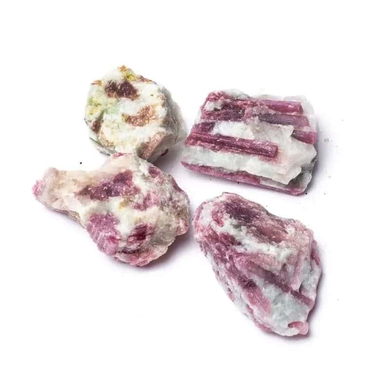 Ruwe Edelsteen Roze Toermalijn met Kwarts - 250 gram