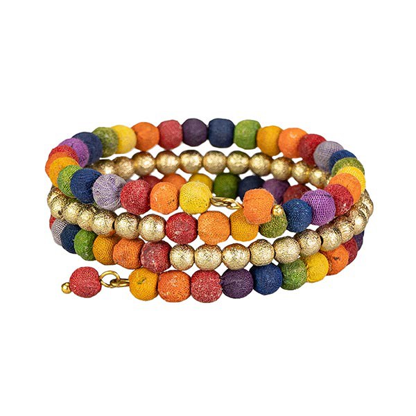 Armband Bohemian Sari Stof Regenboog