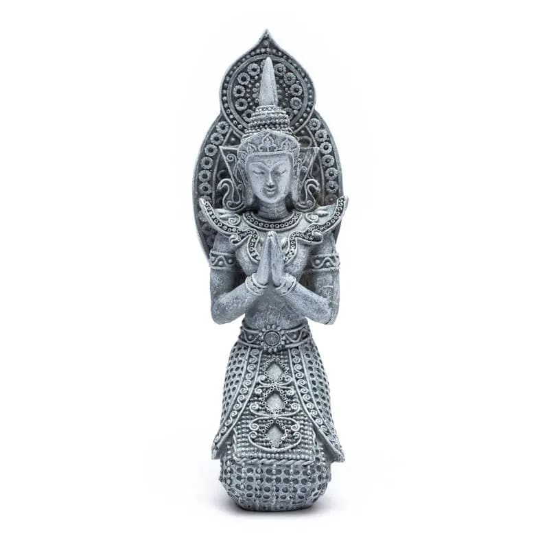 Spiru Thaise Boeddha Beeld Biddend Grijs - 21 cm
