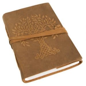 Spiritueel Notitieboekje Leer Levensboom Spiraal (17,5 x 13 cm) - Handgemaakt