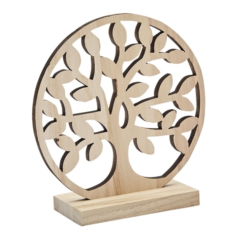 Decoratie Houten Standaard Tree of Life - 14,5 cm
