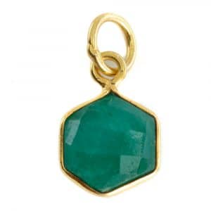 Edelsteen Hanger Smaragd (gekleurd) Zeshoek - Verguld - 8 mm