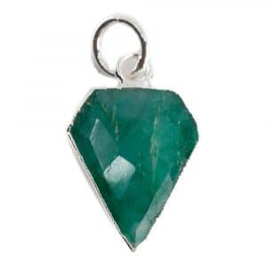 Edelsteen Hanger Smaragd (gekleurd) Diamantvorm - Verzilverd - 15 x 12 mm