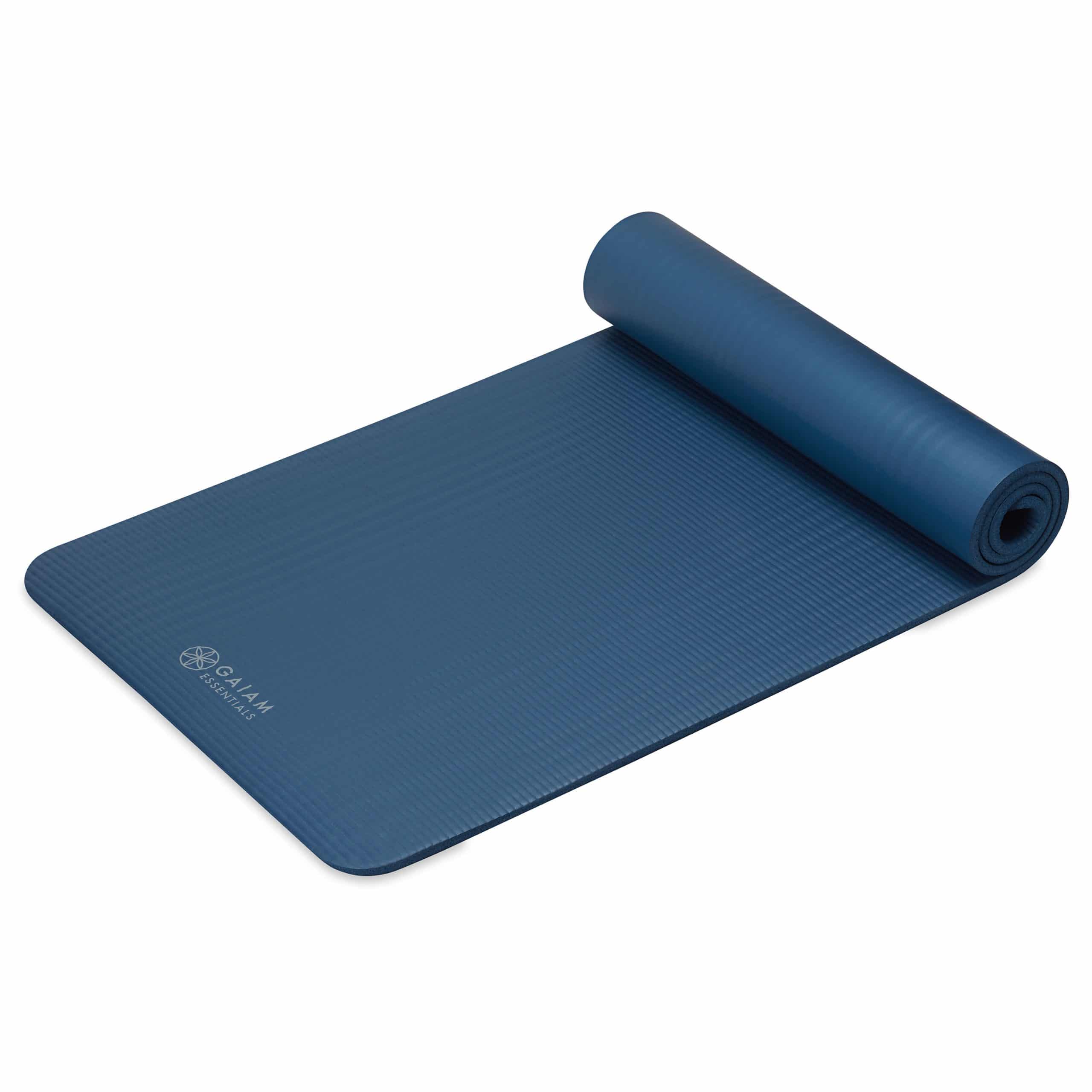 Gaiam Essentials Yoga Mat Rubber Navy Blauw Extra Dik 10 mm - (173 x 61 cm)