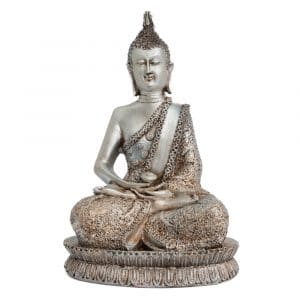 Thaise Boeddha Mediterend Zilver & Brons -28 cm