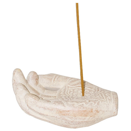 Wierookhouder Terracotta Hand - Creme