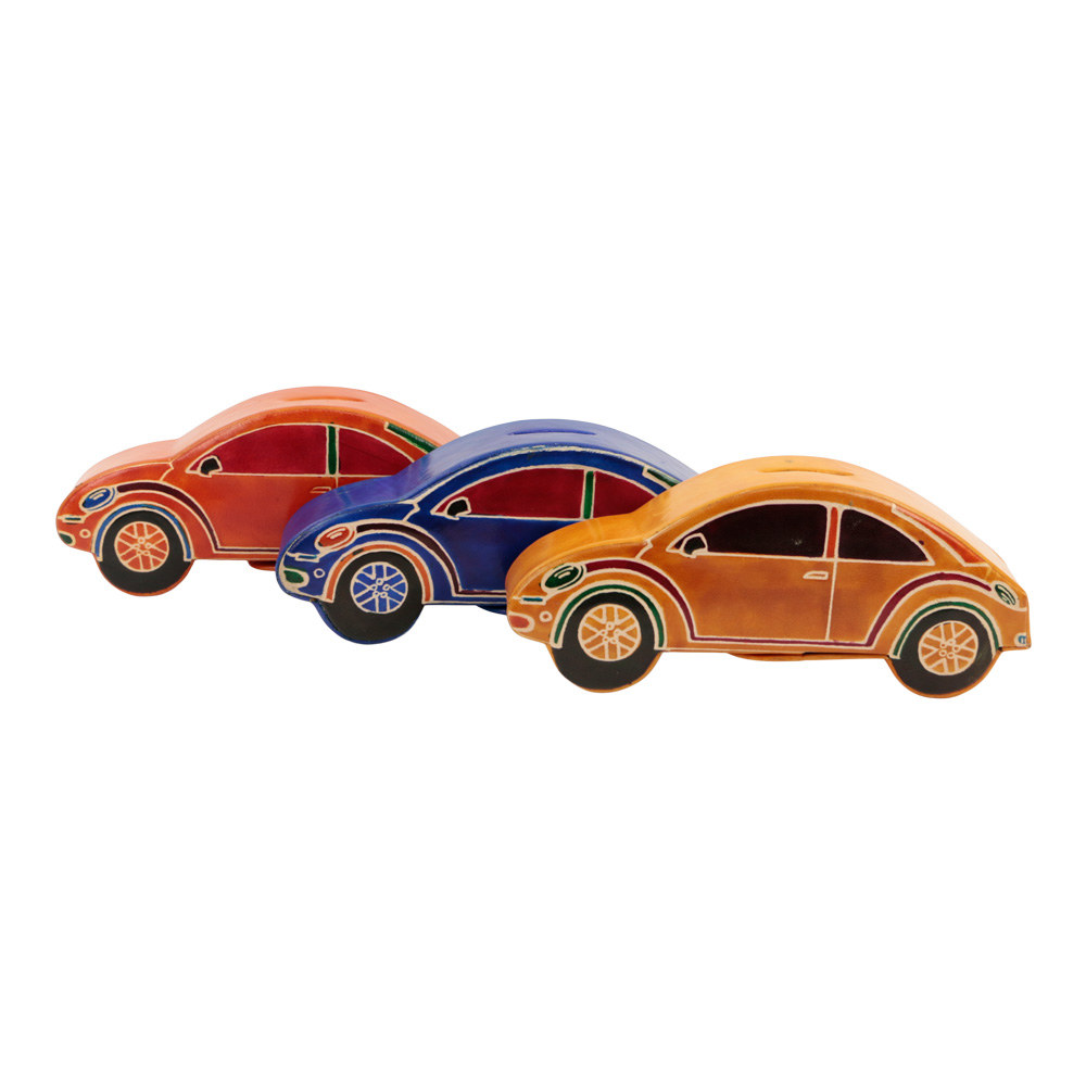 Leren Spaarpot Auto - Assorti (ca. 18 x 7 cm)