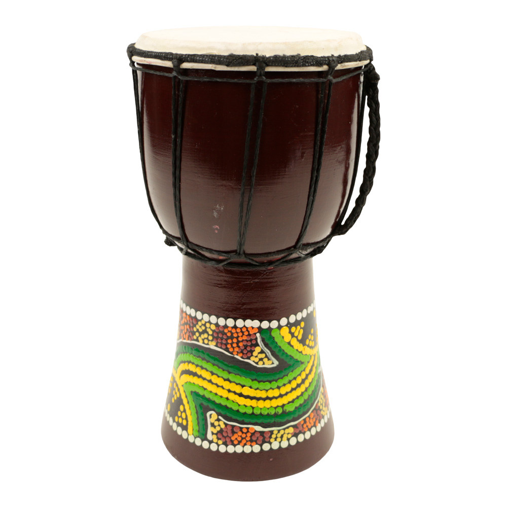 Djembe Handbeschilderd Groene en Gele Stippen