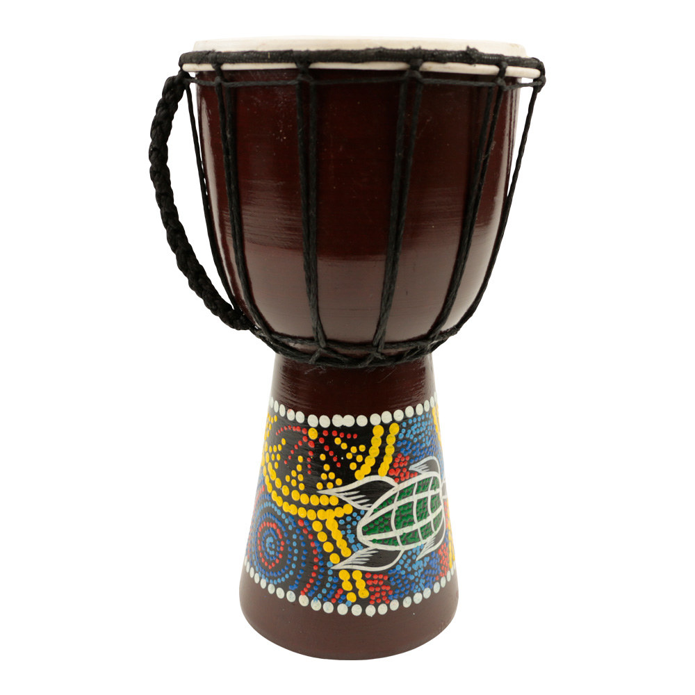 Djembe Handbeschilderd Blauwe en Gele Stippen