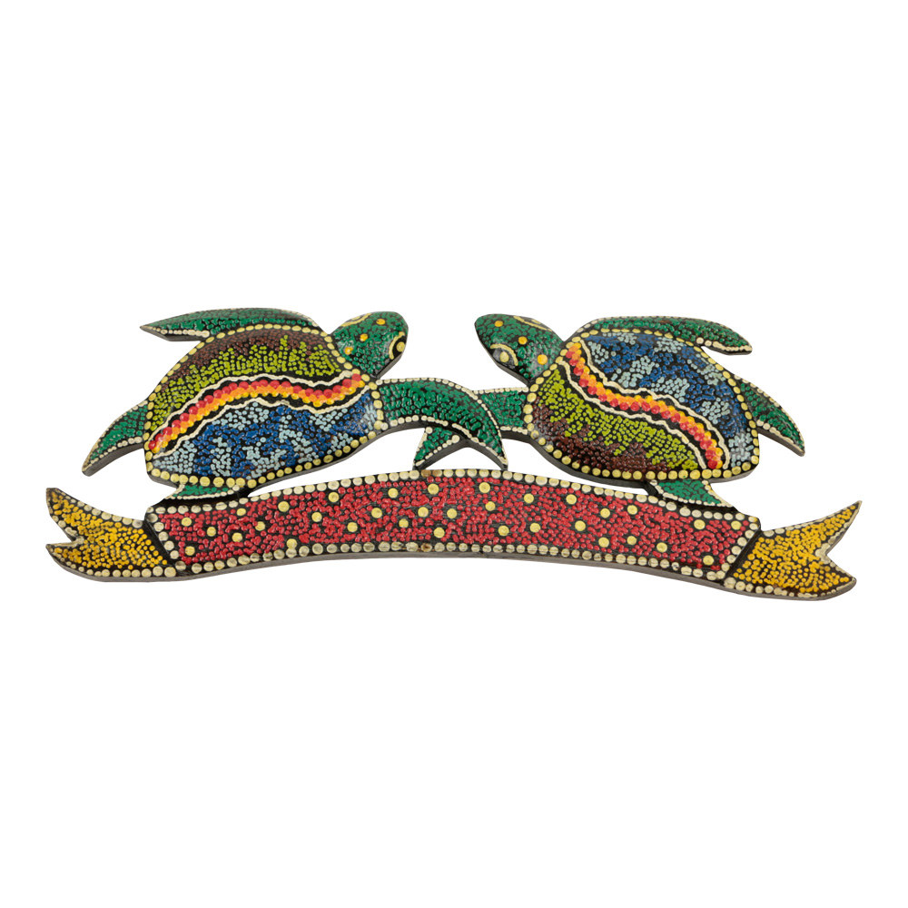 Wanddecoratie Schildpadden Hand in Hand - Handbeschilderd (40 cm)