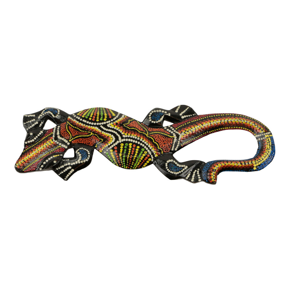 Wanddecoratie Hagedis Hout - Handbeschilderd (30 cm)