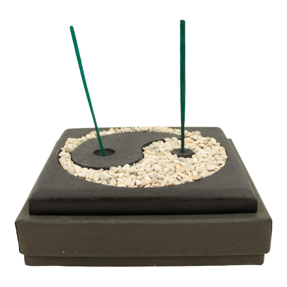 Wierookhouder Yin Yang Vierkant Zwart (13 cm)