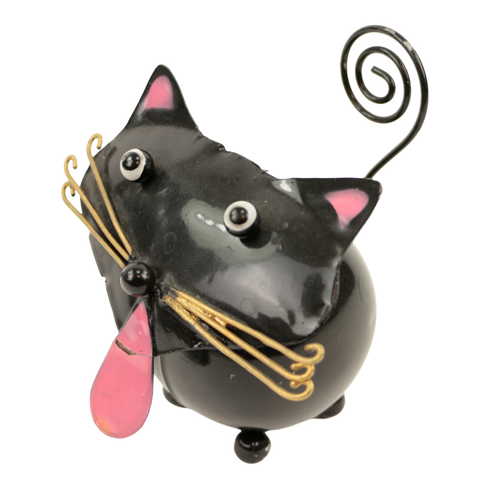 Kaartenhouder Zwarte Kat met Uitgestoken Tong