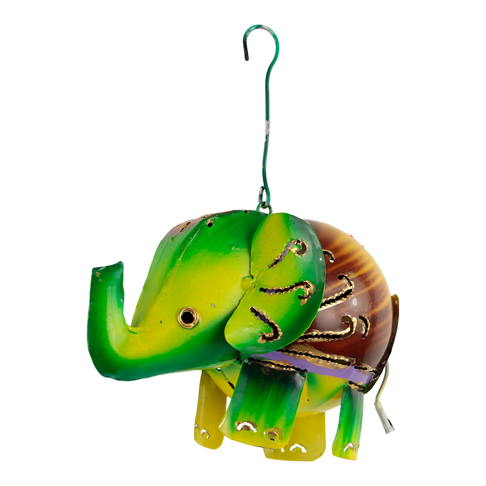 Decoratieve Hanger Olifant met Ster - Groen - (22 cm)