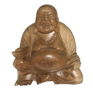 Houten Boeddha Lachend (ca. 12 x 11 x 7 cm)
