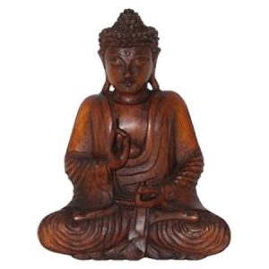 Houten Boeddha Mediterend (ca. 28 x 20 x 9 cm)