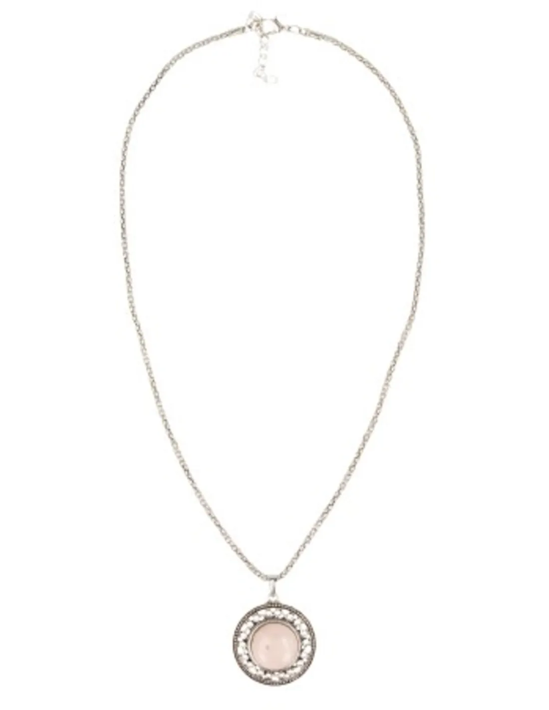 Ketting met Roze kwarts hanger rond
