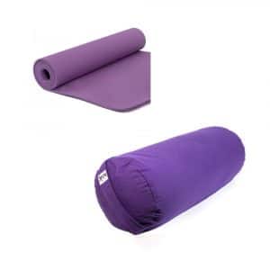Katoen Yoga Bolster met TPE Yoga Mat Paars - Bundel