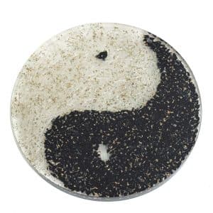 Orgonite Oplaad Schijf Onderzetter- Zwarte Toermalijn Seleniet - Yin Yang (10 cm)