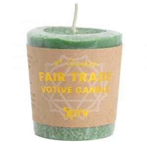 Fair Trade Votief Wens Kaars Hart Chakra (4e) - Groen (10 Branduren)