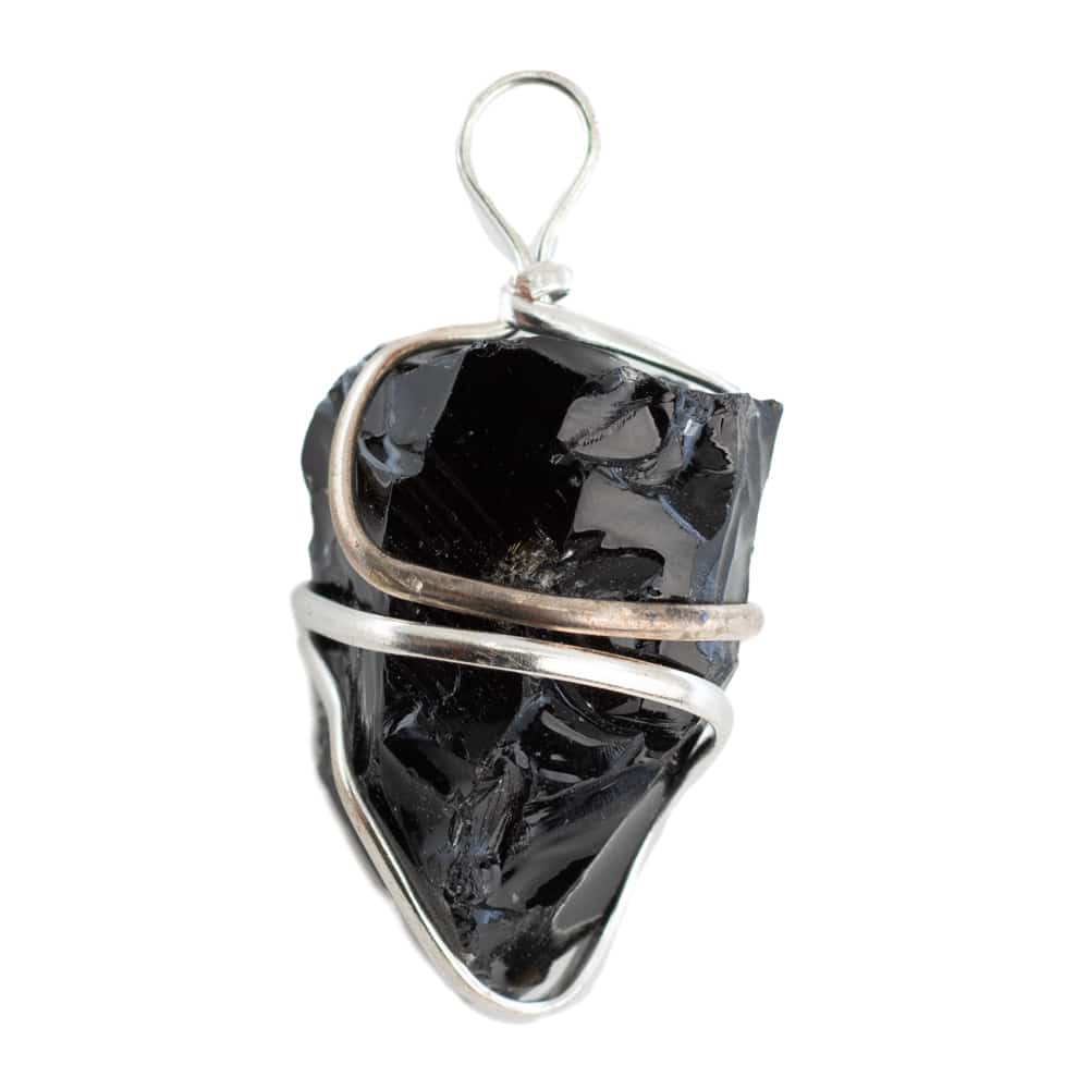 Ruwe Edelsteen Hanger Zwarte Obsidiaan Wikkel