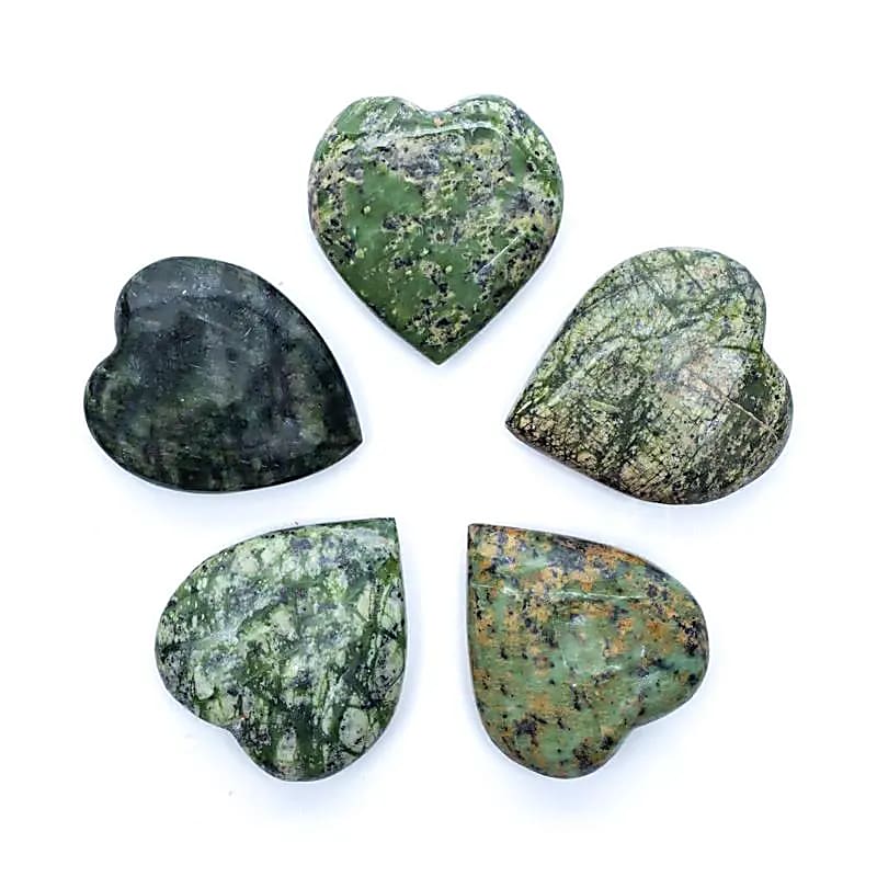 Hart knuffelsteen groene serpentijn 4.5 cm
