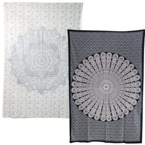 Zwart-Wit Authentieke Wandkleden Set (Mandala) - Bundel