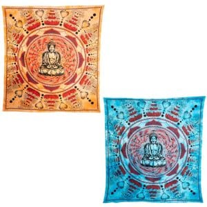 Authentieke Wandkleden Boeddha Set (Blauw/Oranje) - Bundel