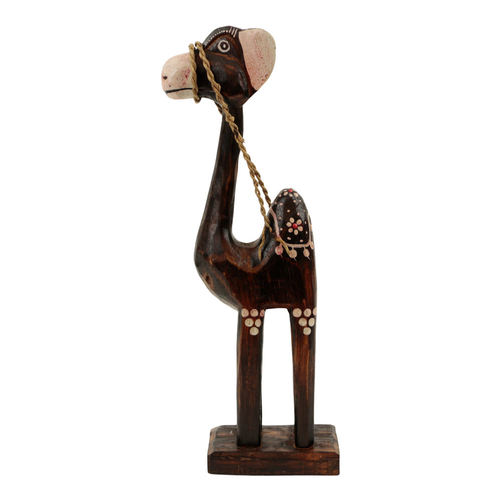 Houten Beeld Kameel op Standaard met Stippen (30 cm)