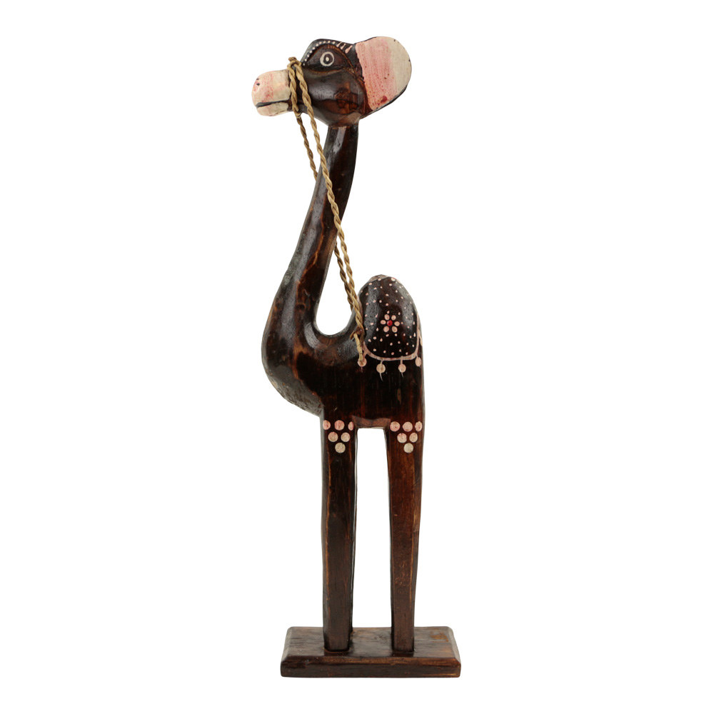 Houten Beeld Kameel op Standaard met Stippen (40 cm)