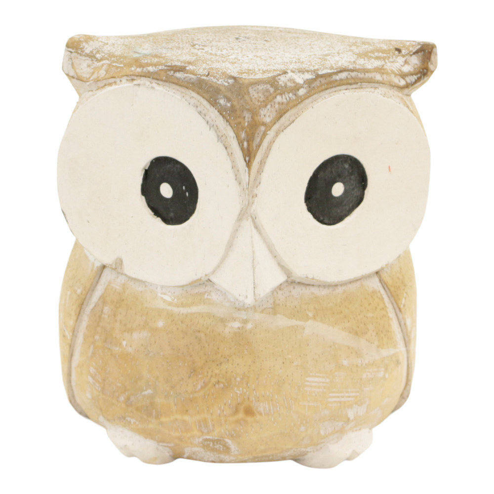 Houten Beeld Uil Naturel (12 cm)