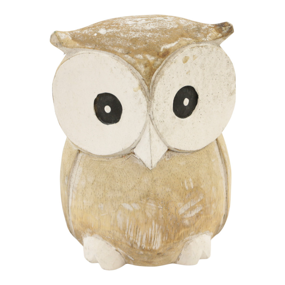 Houten Beeld Uil Naturel (15 cm)
