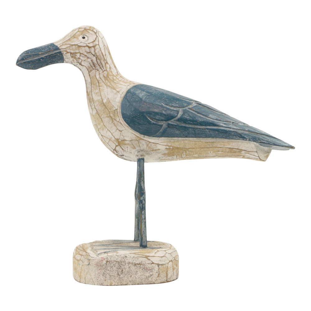 Houten Beeld Zeemeeuw Blauw (28 cm)