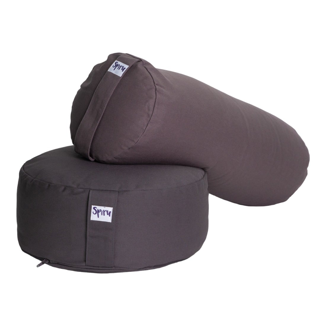 Antractiet Yoga Bolster en Antraciet Blauw Kussen Set