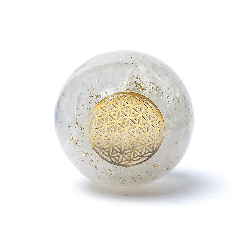 Orgoniet Bol - Seleniet & Flower of Life (5,5 cm)